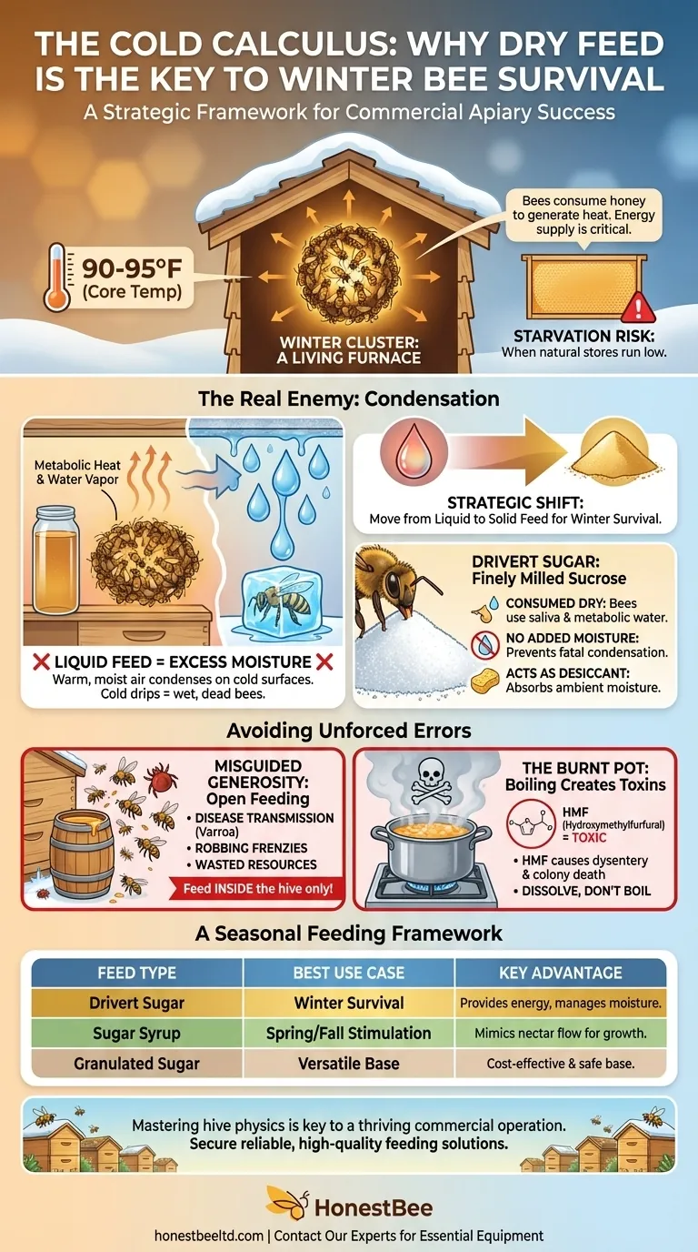The Cold Calculus: Why Dry Feed is the Key to Winter Bee Survival Visual Guide
