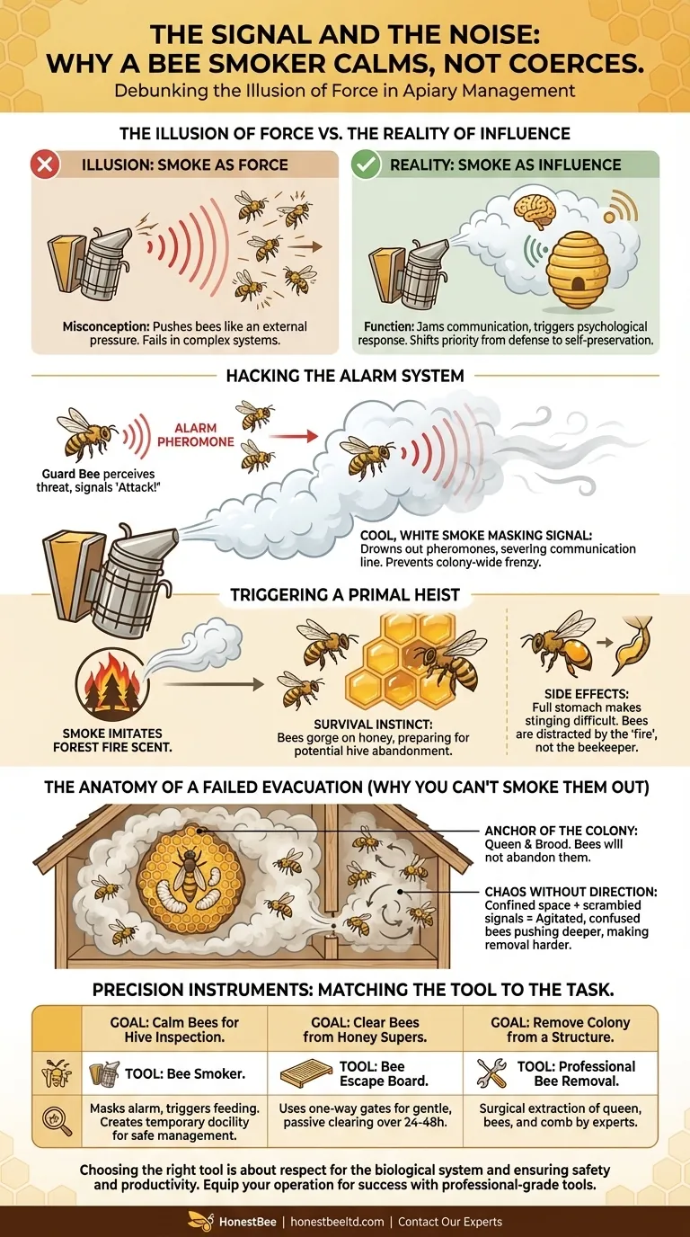 Das Signal und der Lärm: Warum ein Bienenraucher beruhigt, nicht zwingt Visuelle Anleitung