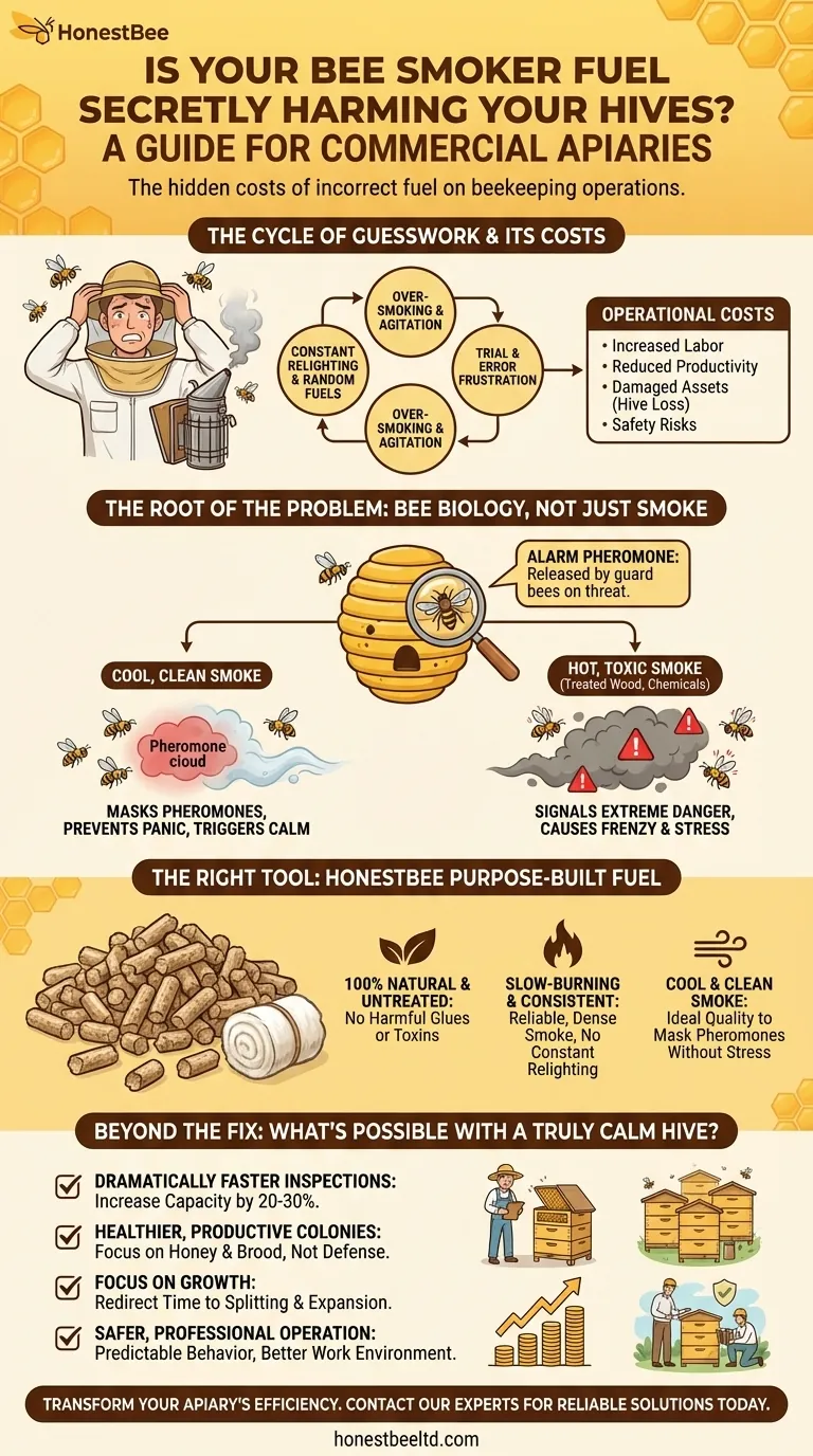 벌통 연기통 연료가 비밀리에 벌통에 해를 끼치고 있지는 않나요? 상업 양봉가를 위한 안내서 시각적 가이드