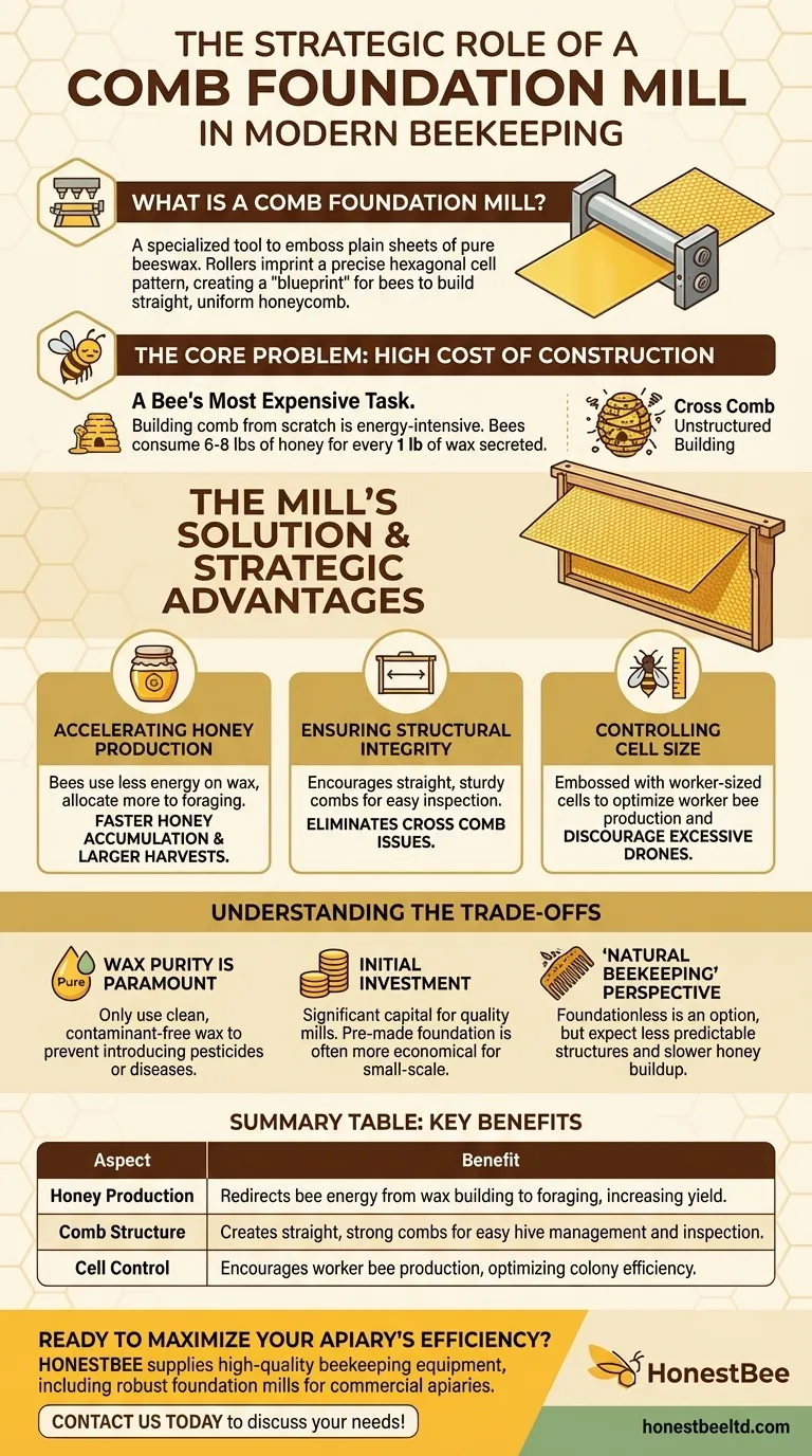 What is the use of a comb foundation mill? Boost Honey Production with Strategic Hive Control Visual Guide