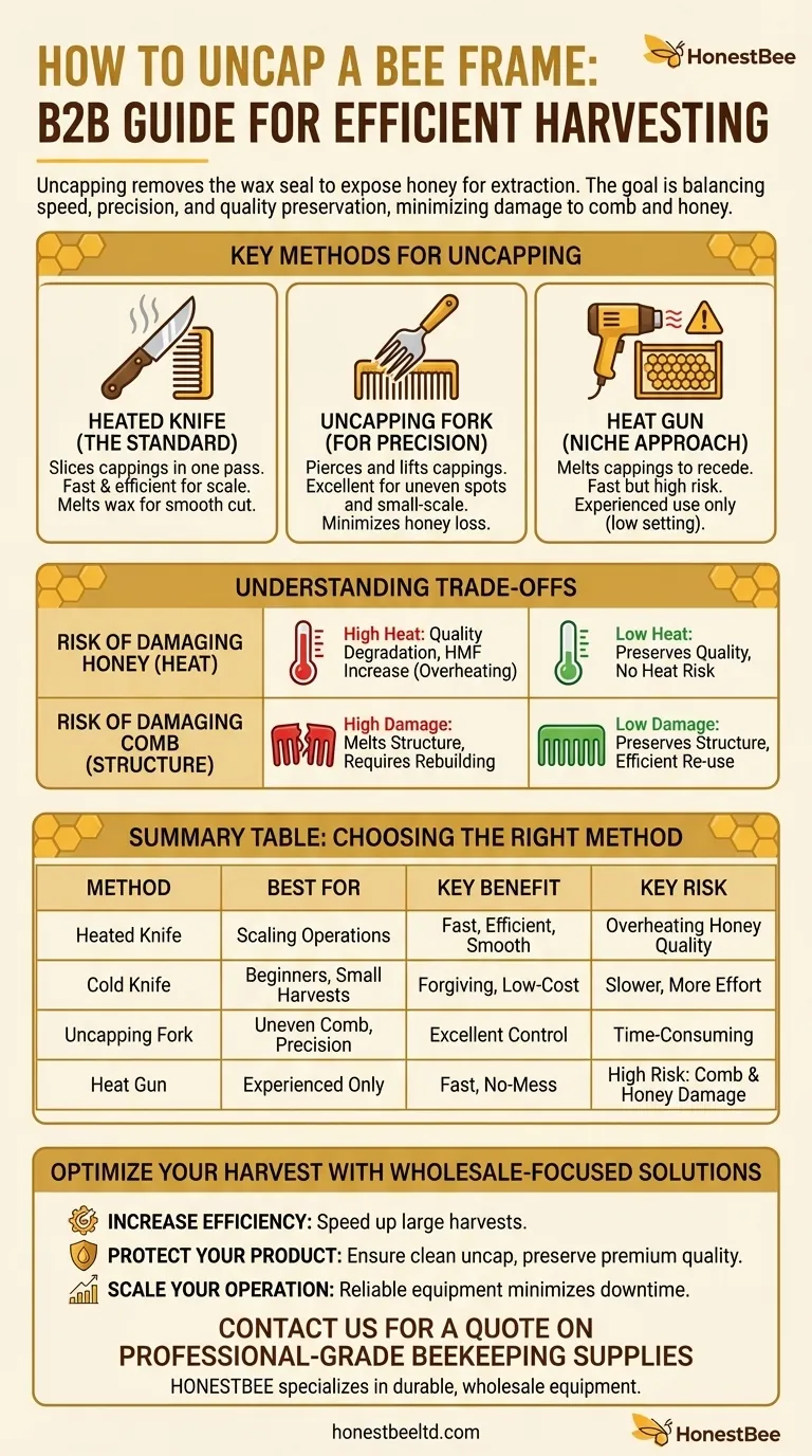 Comment désoperculer un cadre de miel ? Choisissez le bon outil pour une récolte de miel parfaite Guide Visuel