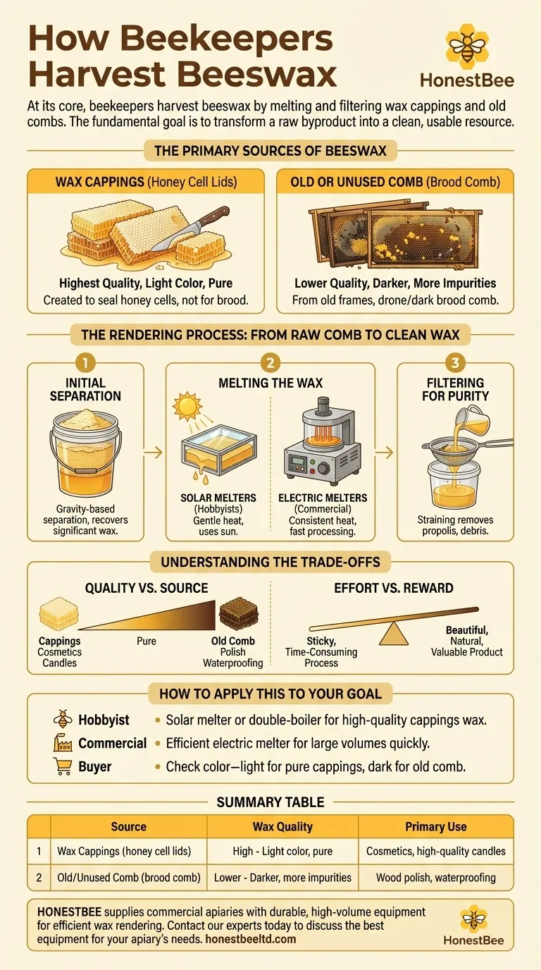 Como os apicultores obtêm cera de abelha? Da Colmeia ao Bloco: Um Guia para a Colheita e Refino Guia Visual