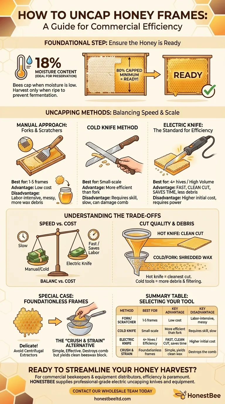 Come si taglia la copertura di cera (cappuccio) dai favi di miele? Una guida ai metodi di disopercolatura efficienti Guida Visiva