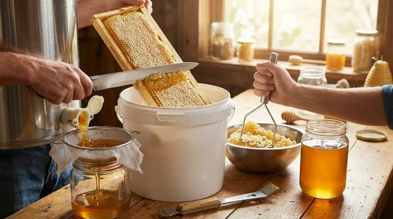 손으로 벌집 프레임에서 꿀을 추출하는 방법은 무엇인가요? 간단한 으깨서 거르는 방법을 마스터하세요