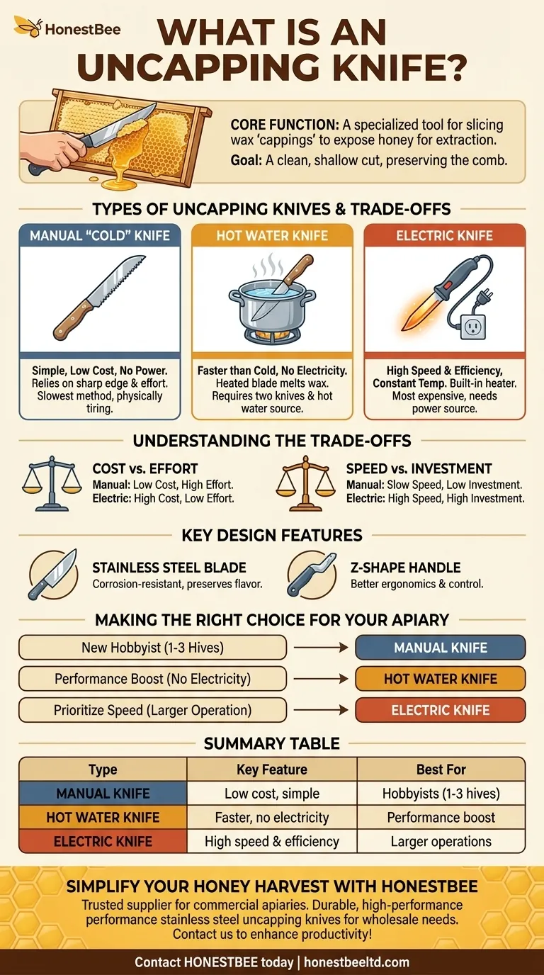 ما هي سكين فك التغطية؟ اختر الأداة المناسبة لمقياس تربية النحل لديك دليل مرئي