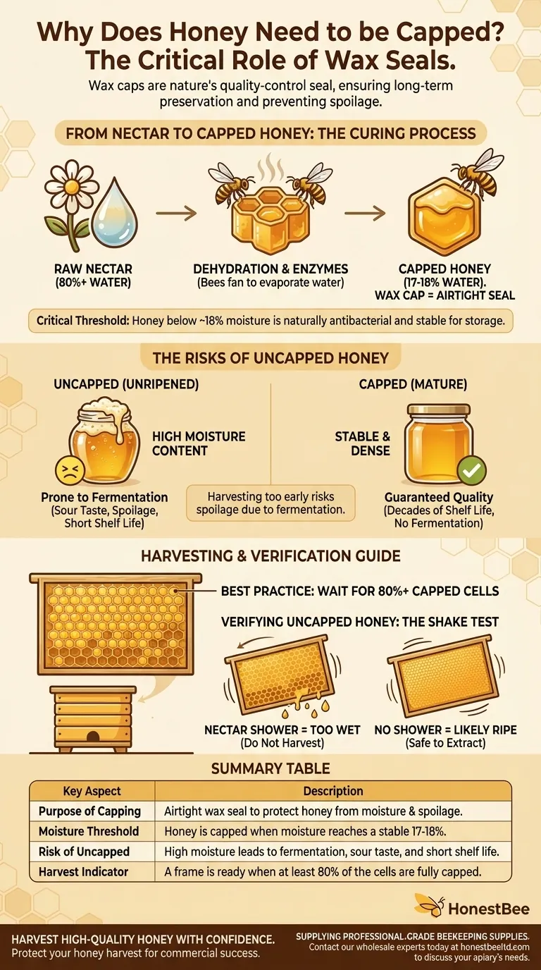 لماذا يحتاج العسل إلى التغطية بالشمع؟ مفتاح حصاد العسل المستقر على الرف دليل مرئي