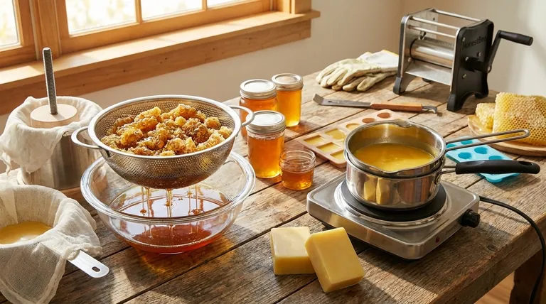 Que faire des opercules de miel à la maison ? Récupérer le miel et faire fondre la cire d'abeille pure