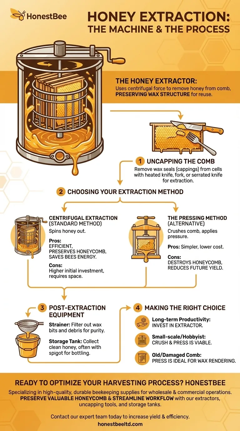 Quelle machine est utilisée pour extraire le miel du rayon de miel ? Optimisez la récolte du miel avec efficacité Guide Visuel
