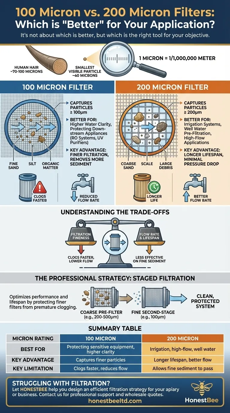 What is better, a 100 or 200 micron filter? Find the Right Fit for Your Water System Visual Guide