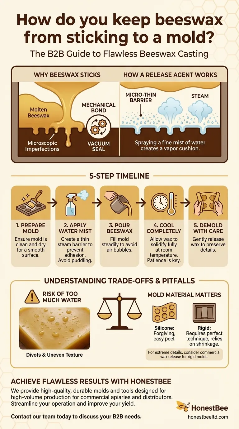 ¿Cómo evitar que la cera de abejas se pegue a un molde? Domina el método de la neblina de agua para un desmolde perfecto Guía Visual