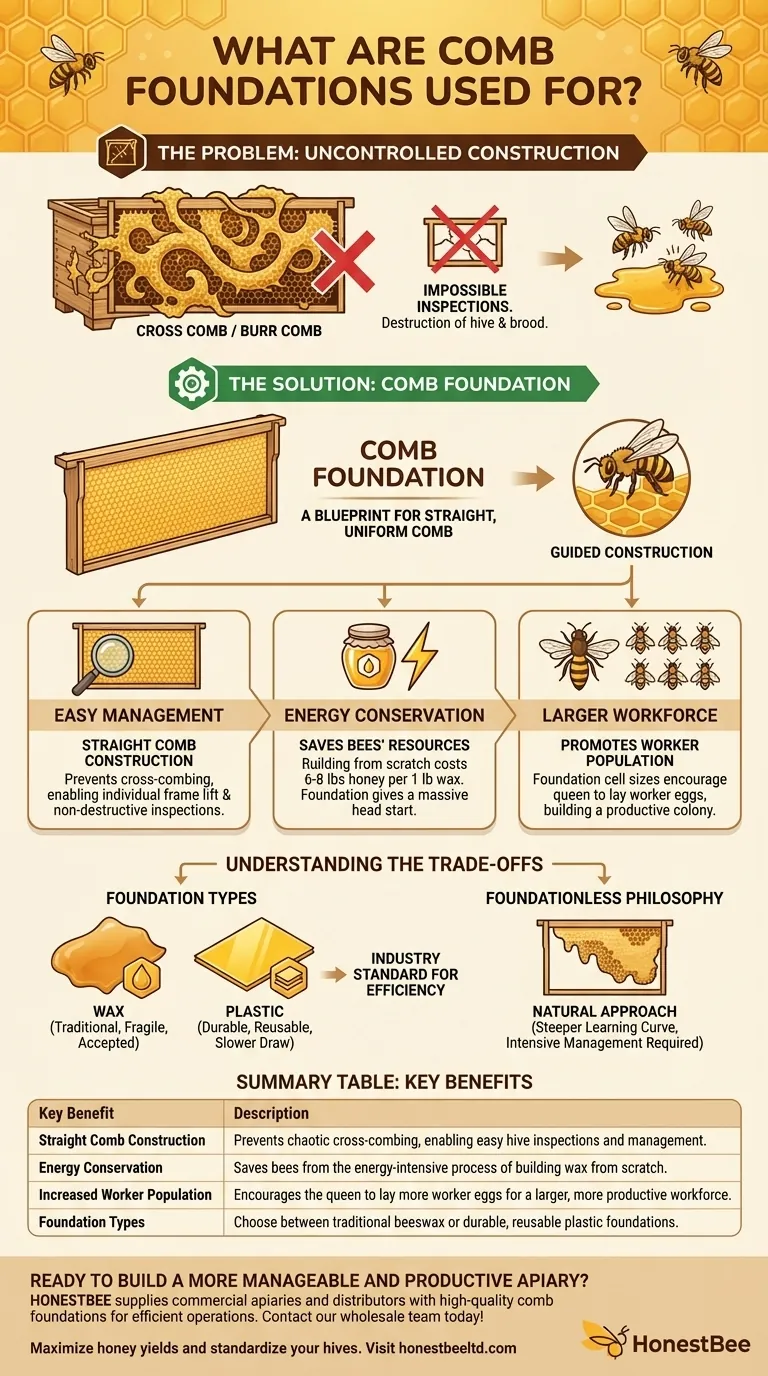 What are comb foundations used for? A Guide to Building Orderly, Productive Hives Visual Guide