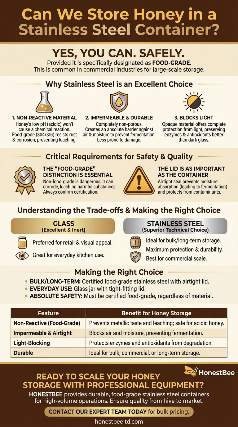 스테인리스 스틸 용기에 꿀을 보관할 수 있나요? 네, 올바른 식품 등급을 선택하면 가능합니다. 시각적 가이드