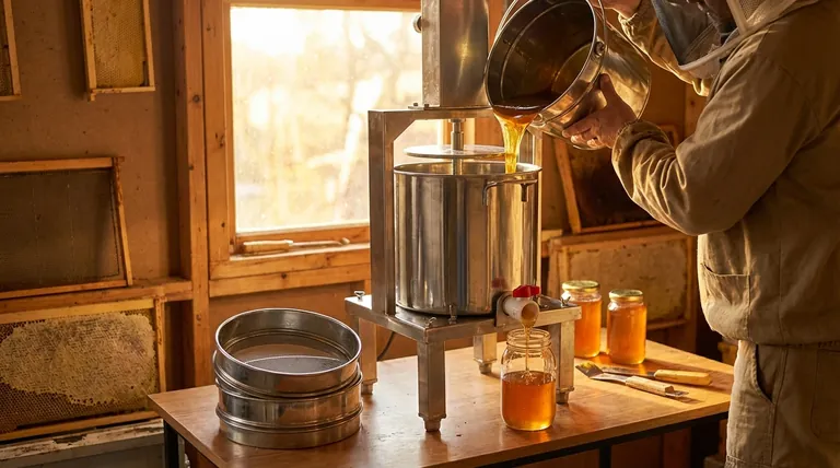 꿀을 걸러내려면 어떤 크기의 메시를 사용해야 하나요? 깨끗하고 가공되지 않은 꿀을 위한 표준 2단계 시스템