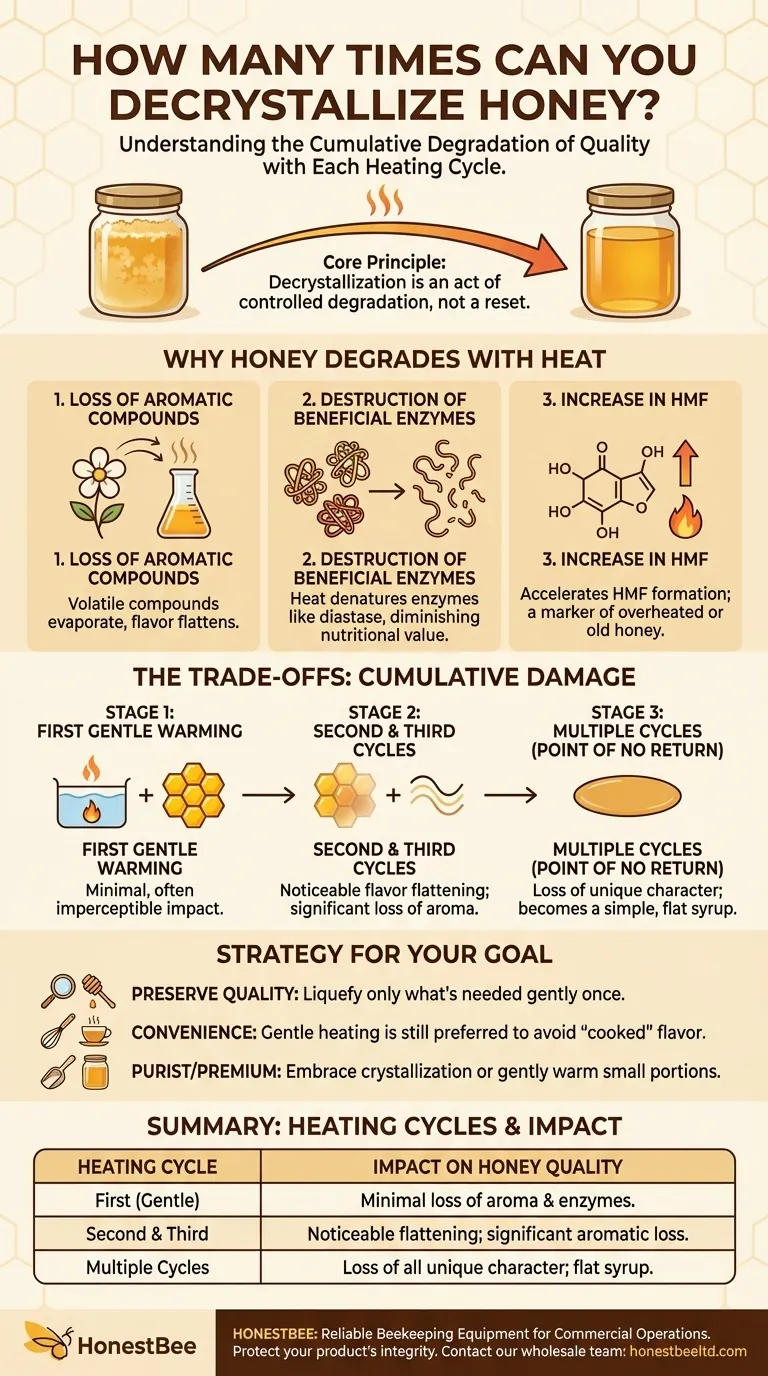 蜂蜜を再結晶化（液状化）できる回数は何回ですか？サイクルごとの品質低下の真実。 ビジュアルガイド