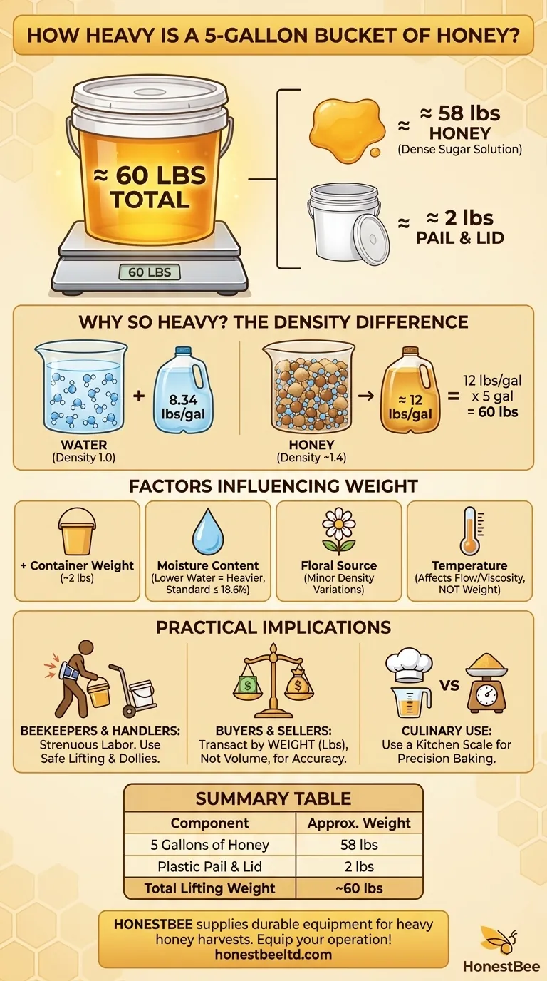 ¿Cuánto pesa un cubo de 5 galones de miel? Una guía para apicultores sobre manipulación y medición Guía Visual