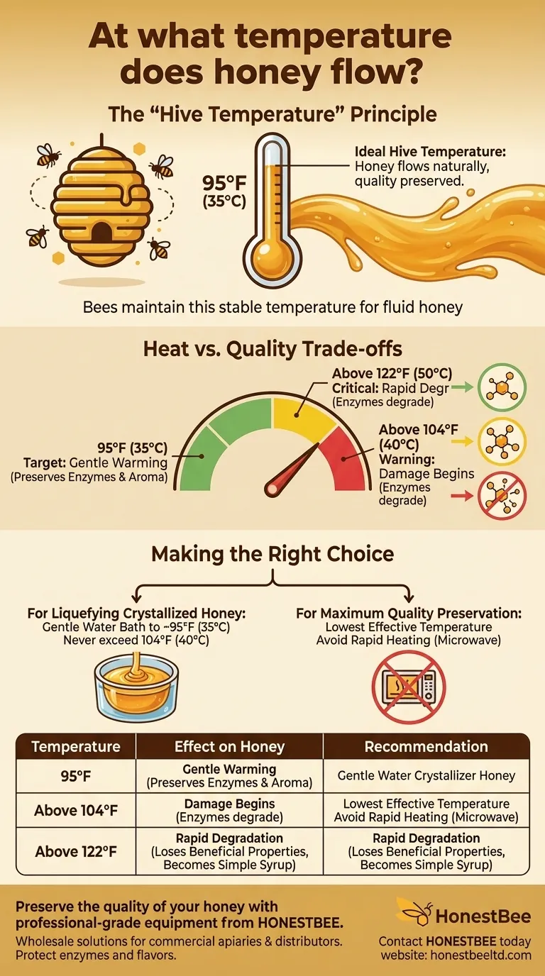 At what temperature does honey flow? Preserve Quality with the Perfect 95°F Sweet Spot Visual Guide