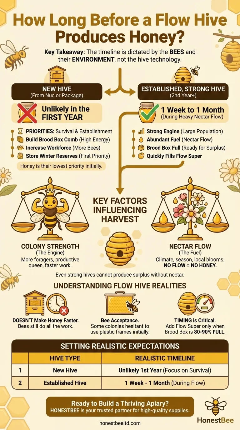 Combien de temps avant qu'une ruche Flow ne produise du miel ? Délais réalistes pour les ruches nouvelles et établies Guide Visuel