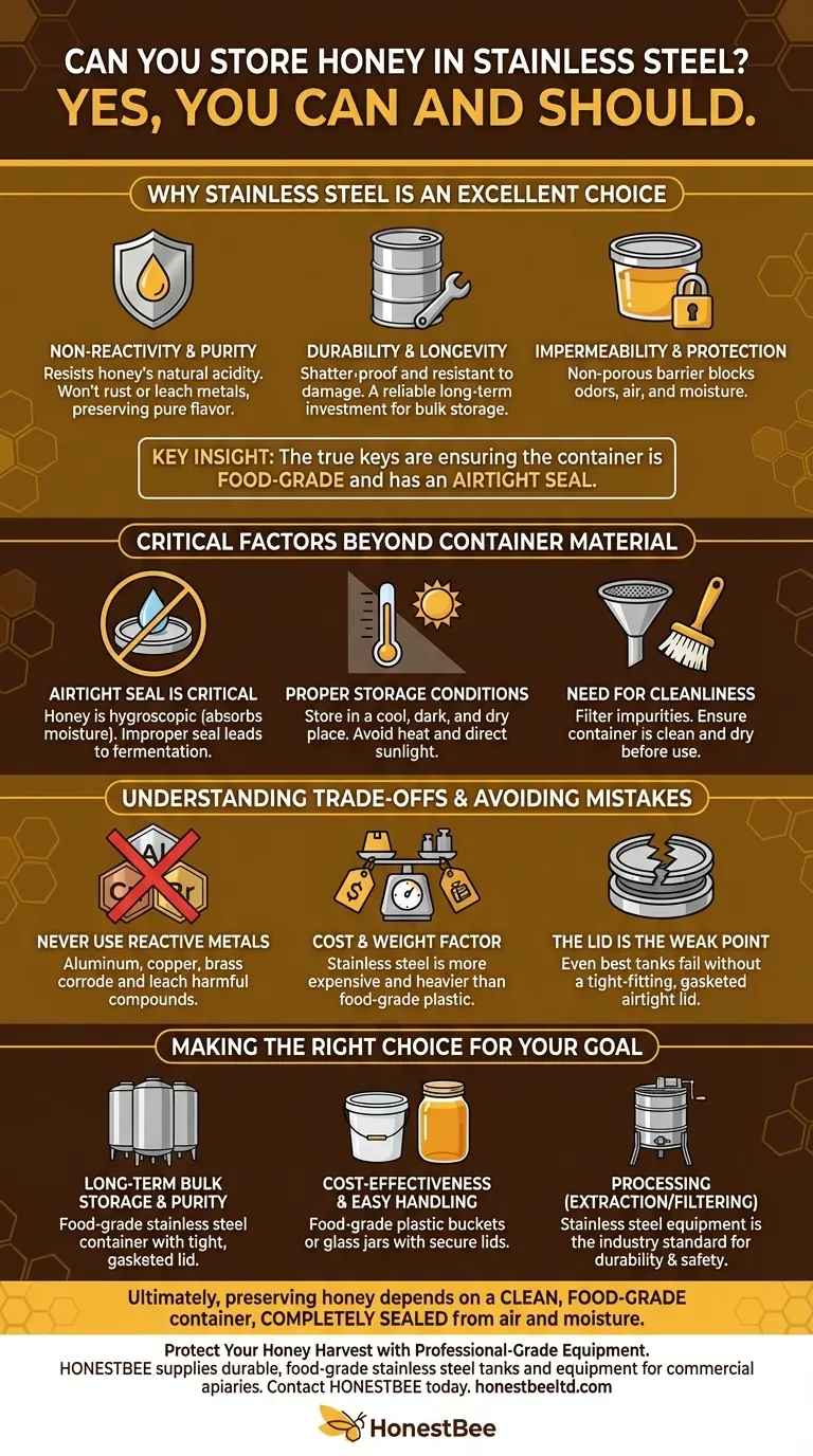 È possibile conservare il miele nell'acciaio inossidabile? Sì, per una purezza e una longevità superiori Guida Visiva