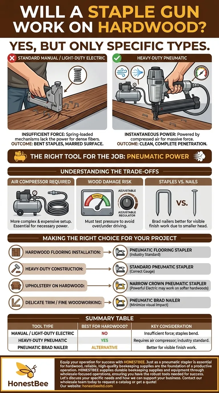 射钉枪能在硬木上使用吗？是的，只要使用合适的重型气动工具。 图解指南