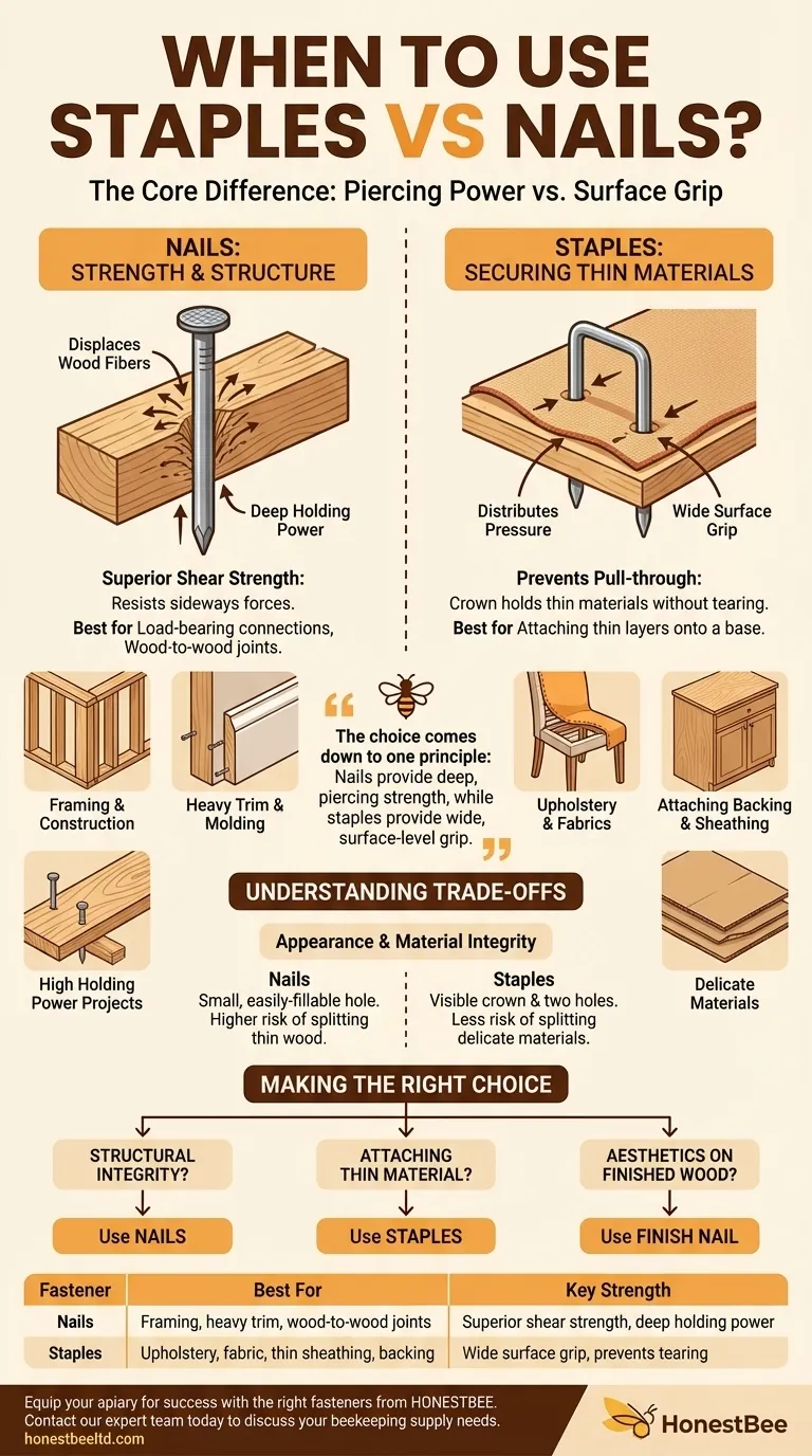 ¿Cuándo usar grapas frente a clavos? Elija el sujetador adecuado para un acabado profesional Guía Visual