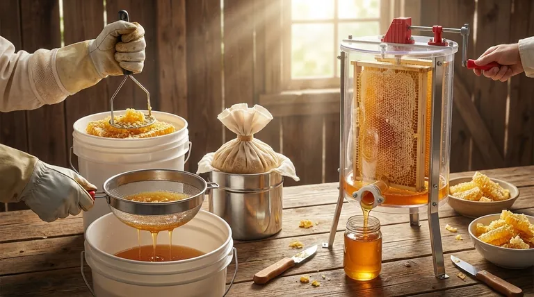 꿀을 수동으로 채취하는 방법은 무엇인가요? 벌통에 가장 적합한 방법을 선택하세요