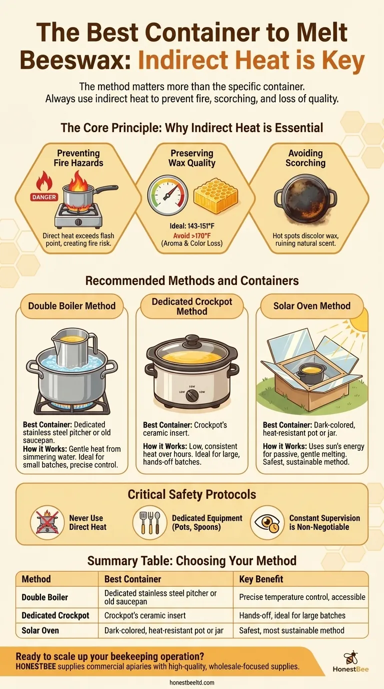 Qual é o melhor recipiente para derreter cera de abelha? O segredo é o aquecimento indireto e seguro Guia Visual