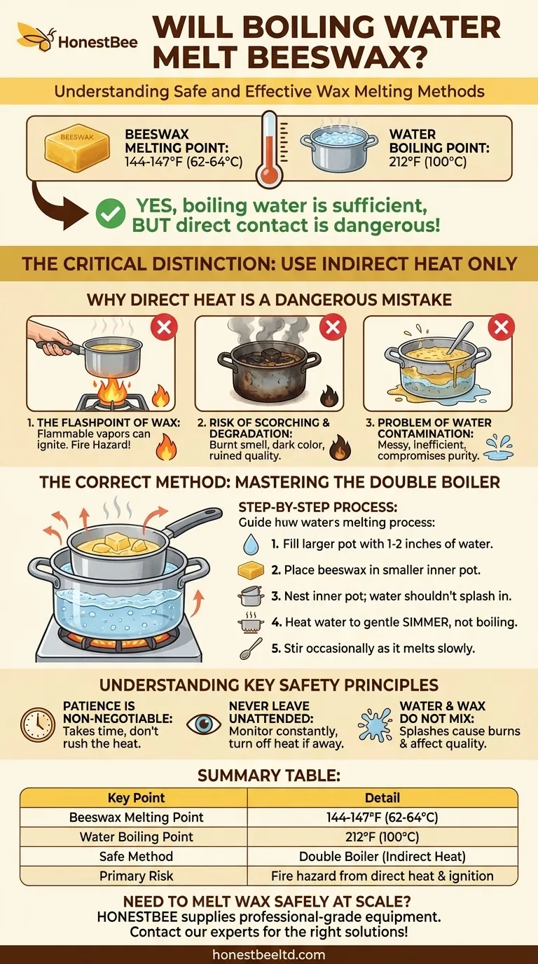 Will boiling water melt beeswax? How to Safely Melt Wax with a Double Boiler Visual Guide