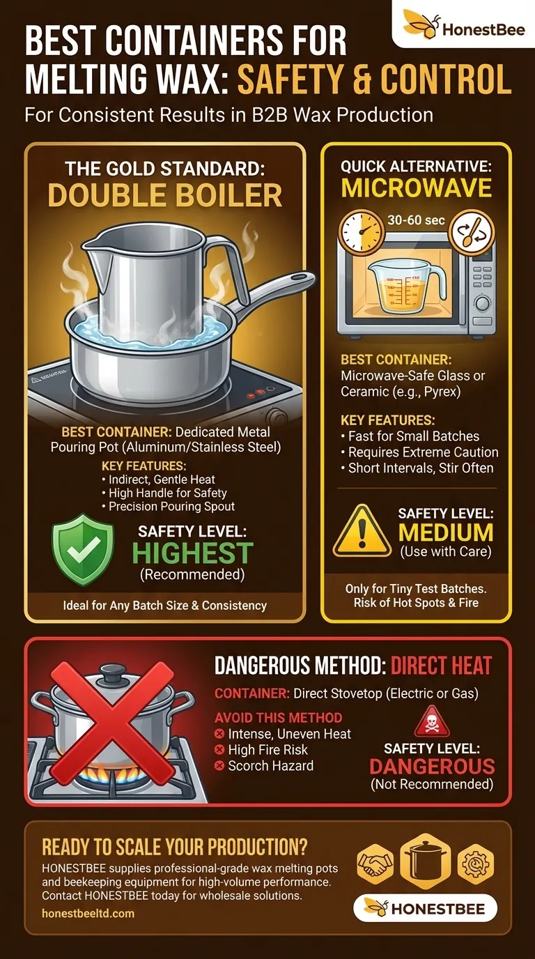 ¿Cuál es el mejor recipiente para derretir cera? Elija el método más seguro para su proyecto Guía Visual