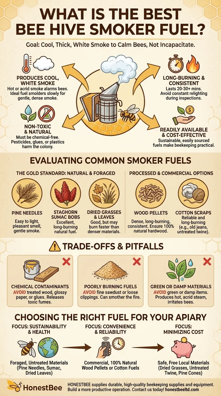 Quel est le meilleur combustible pour enfumoir d'apiculture ? Choisissez un combustible naturel et à combustion lente pour des abeilles calmes Guide Visuel