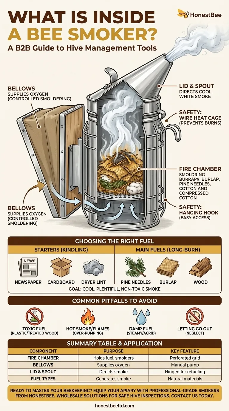 Que contient un enfumoir d'apiculteur ? Les outils simples et le combustible pour une ruche calme Guide Visuel