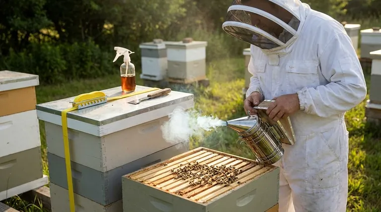 養蜂家が使うスプレーは何ですか?穏やかな注意散漫法で蜂の巣を落ち着かせる