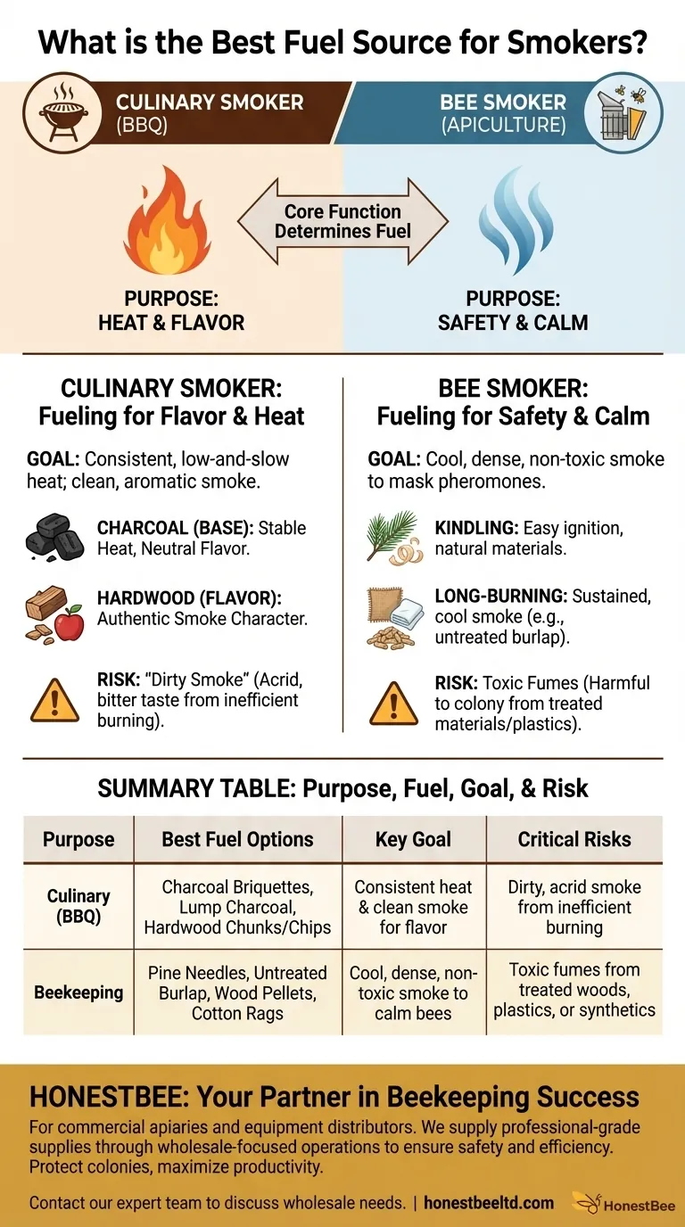 Quelle est la meilleure source de combustible pour les fumoirs ? Choisissez le bon combustible pour la cuisson ou l'apiculture Guide Visuel