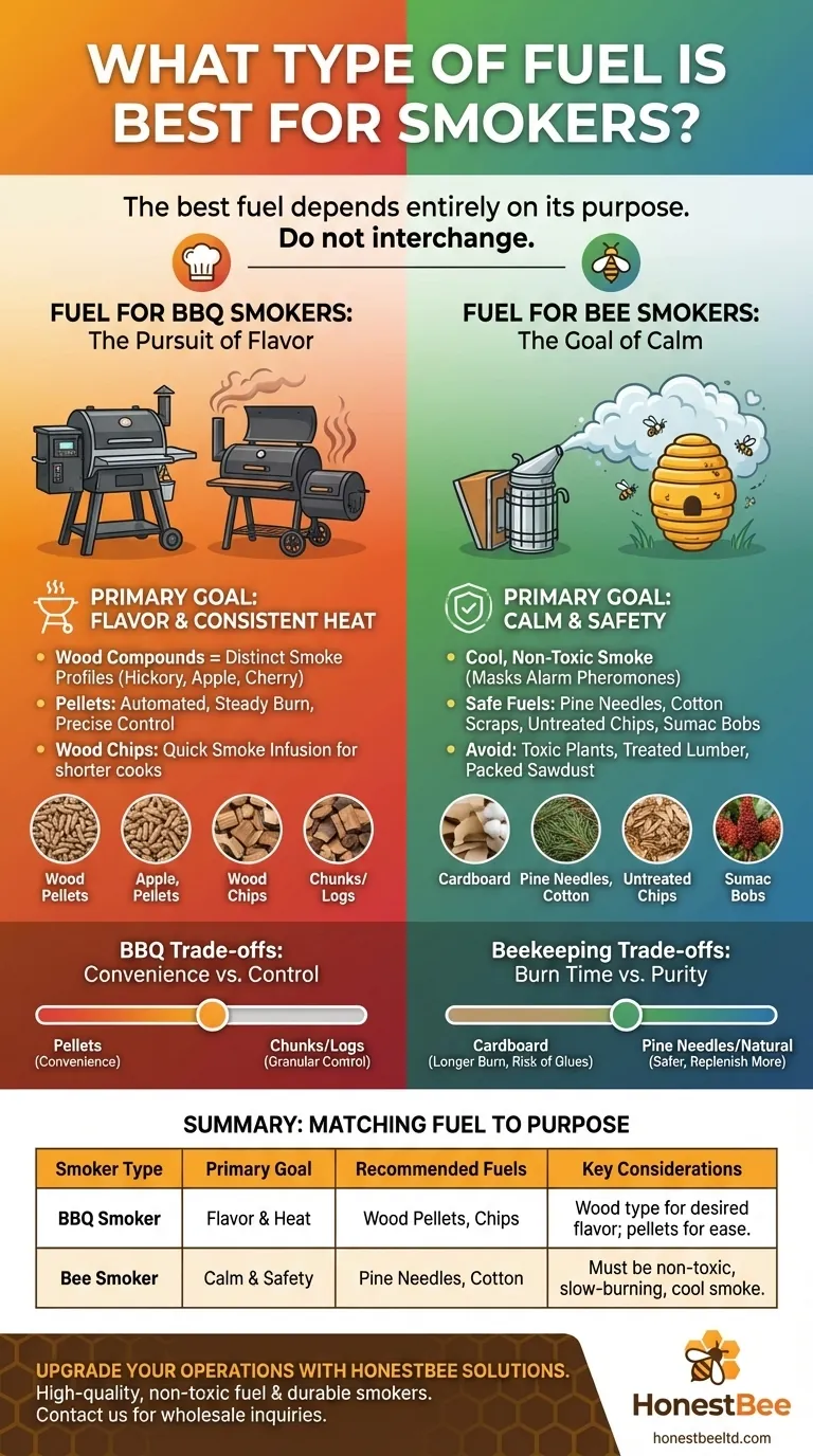 What type of fuel is best for smokers? Choose the Right Fuel for BBQ or Beekeeping Visual Guide