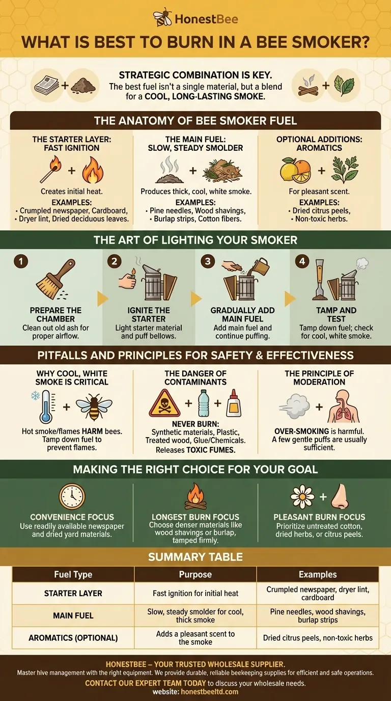 What is best to burn in a bee smoker? Master the Layered Fuel Technique for Calm Hives Visual Guide