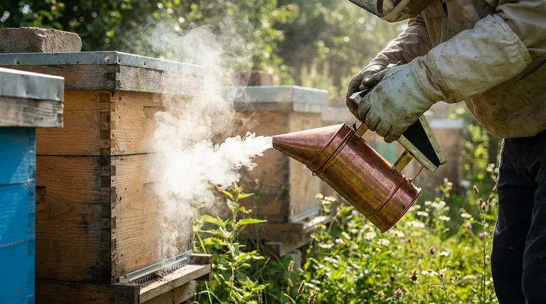 벌을 위해 연기를 만드는 방법은 무엇인가요? 차분하고 다루기 쉬운 벌통을 위한 기술을 익히세요.