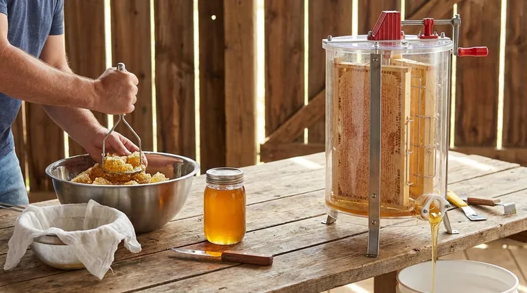 손으로 꿀을 추출하는 방법은? 으깨서 거르기 vs. 수동 추출기 가이드