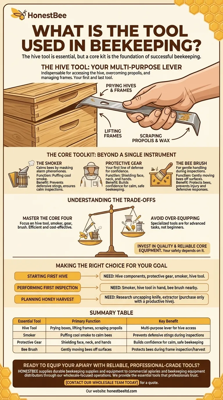 Qual é a ferramenta usada na apicultura? Domine as 4 Ferramentas Essenciais para a Sua Colmeia Guia Visual