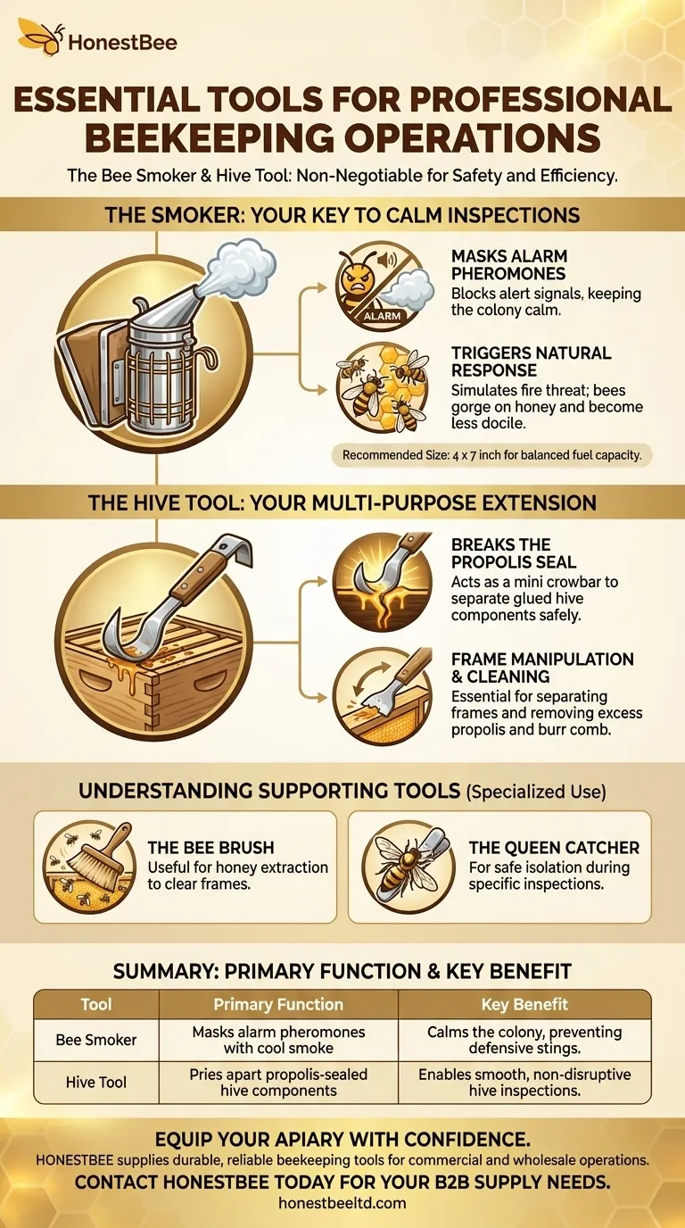 Quels sont les deux outils apicoles les plus importants ? Maîtrisez les inspections de ruches avec l'enfumoir et le lève-cadre Guide Visuel