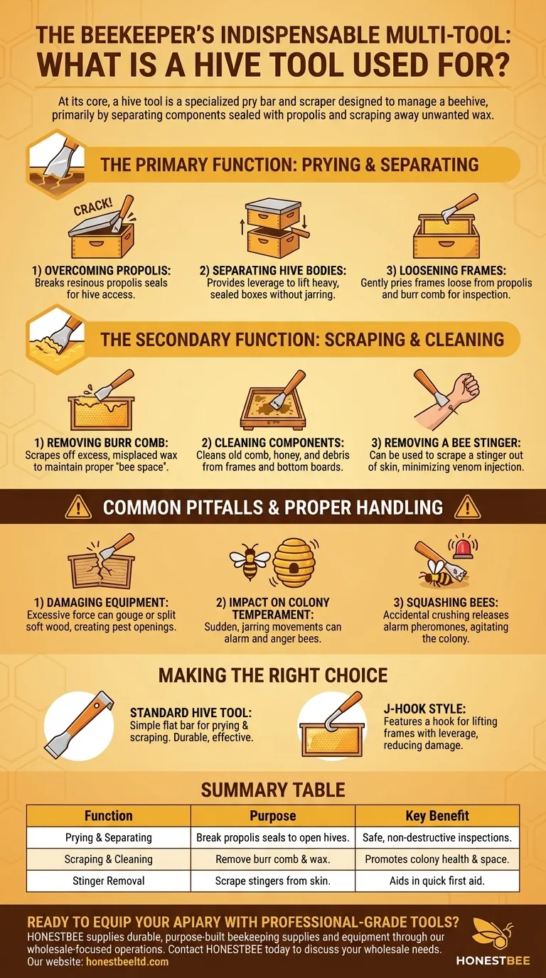 A cosa serve un attrezzo per arnie? L'attrezzo multifunzione essenziale per ogni apicoltore Guida Visiva