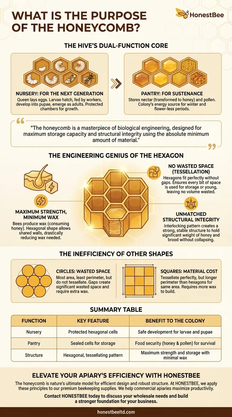 What is the purpose of the honeycomb? A Masterpiece of Beehive Engineering and Biology Visual Guide