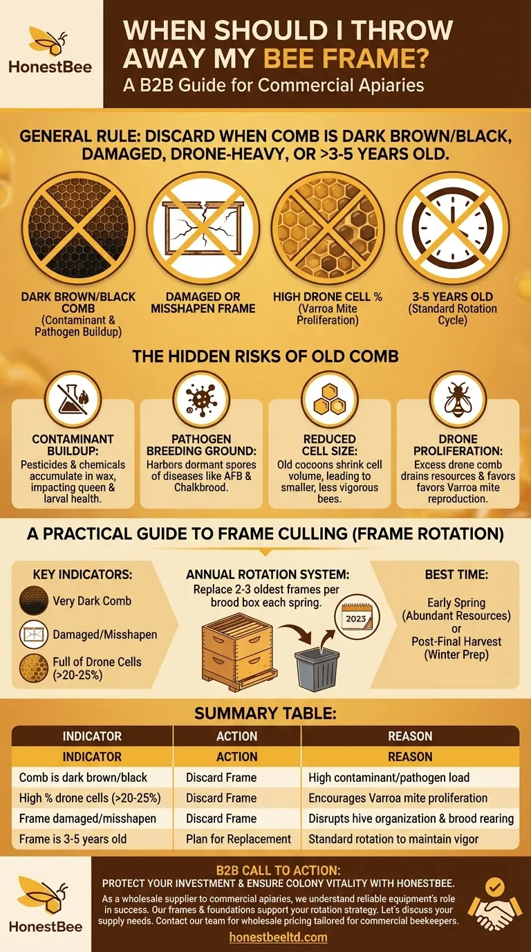 ¿Cuándo debo desechar un cuadro de abejas? Una guía para la salud de la colmena y la rotación de cuadros Guía Visual