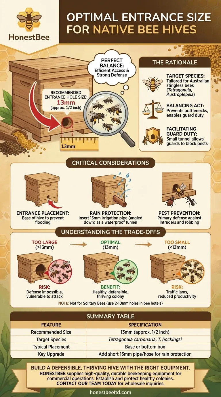 Qual è la dimensione del foro d'ingresso in un alveare di api native? Lo standard di 13 mm per una colonia prospera Guida Visiva