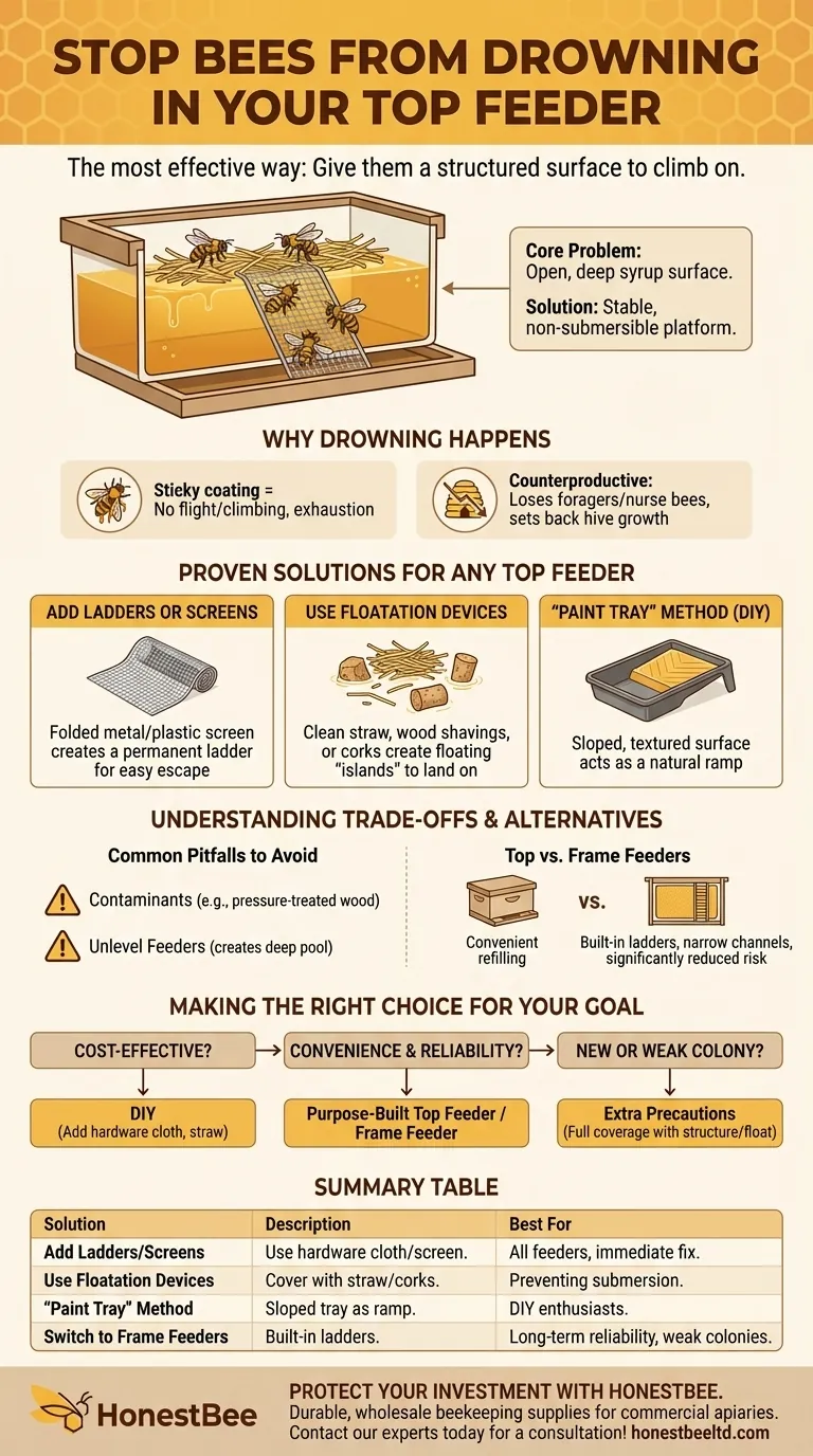 Comment empêcher les abeilles de se noyer dans mon nourrisseur de dessus ? Assurer un nourrissage sécurisé pour votre ruche Guide Visuel