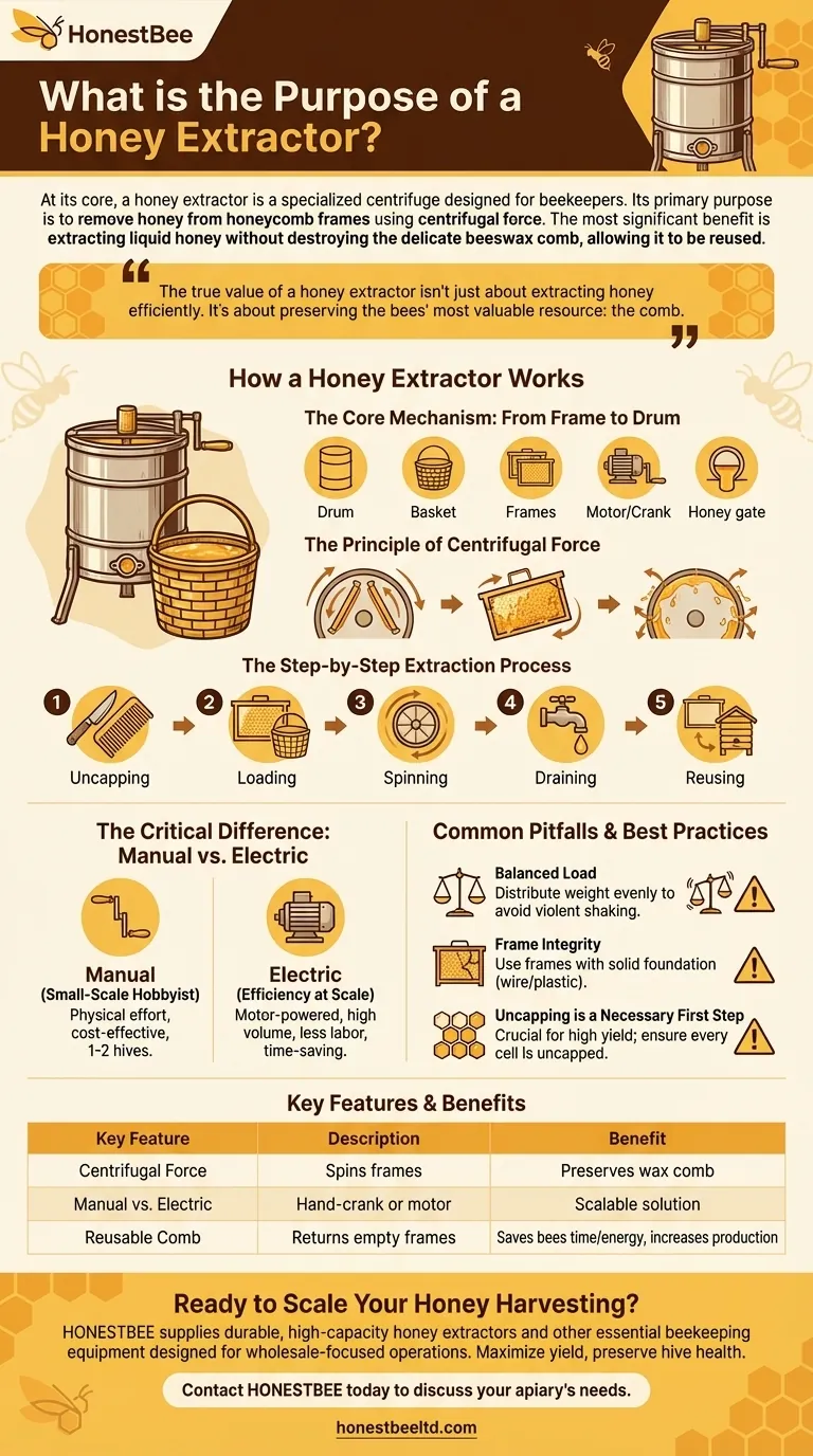 Qual é o propósito de um extrator de mel? Colheita eficiente de mel e preservação do favo Guia Visual