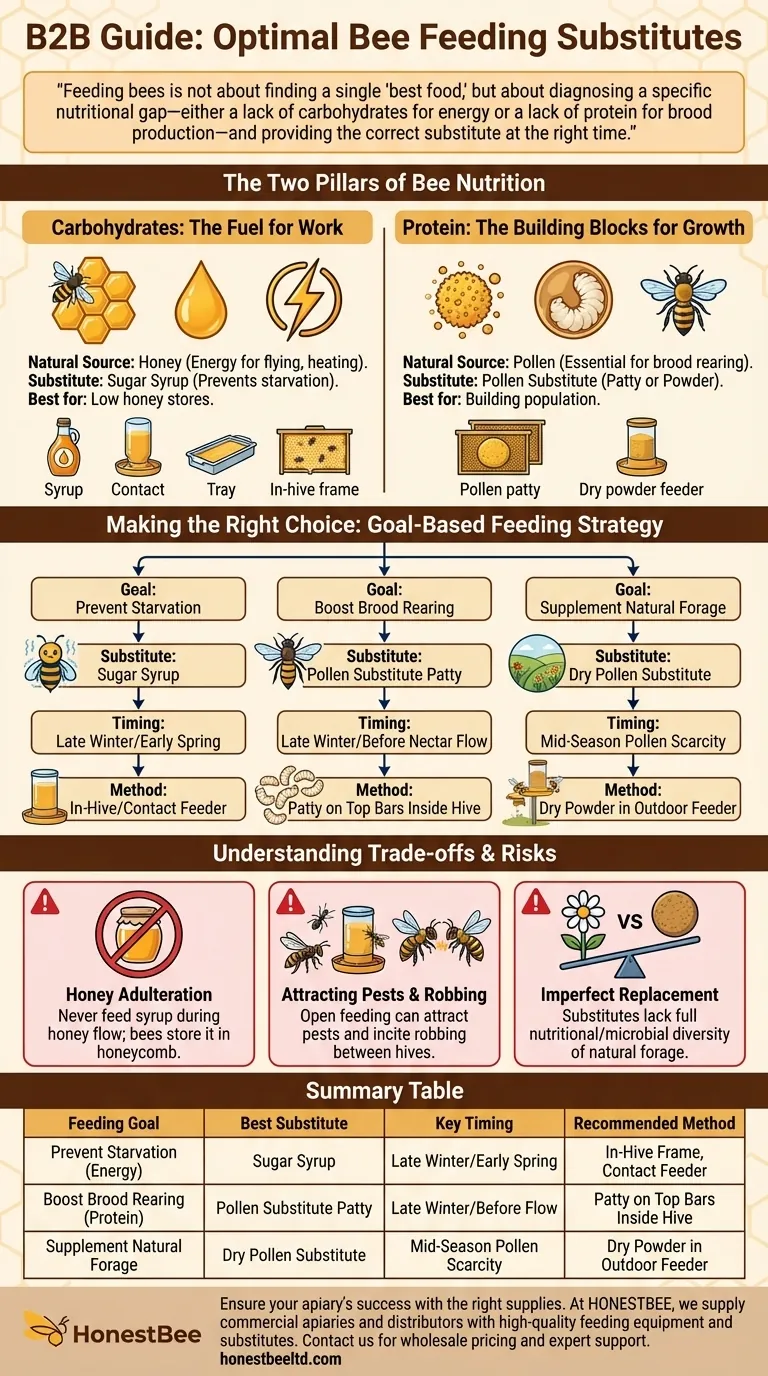 What food is best feeding substitute for bees? Choose the Right Feed for Colony Health Visual Guide