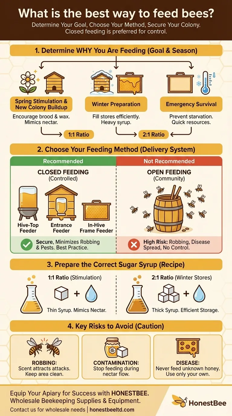 What is the best way to feed bees? A Beekeeper's Guide to Seasonal Success Visual Guide
