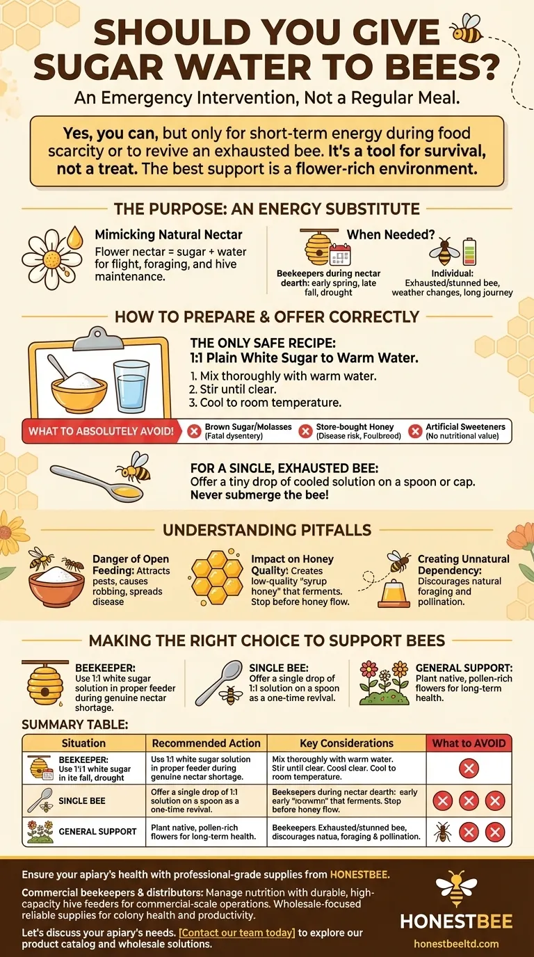 Faut-il donner de l'eau sucrée aux abeilles ? Un guide de nourrissage d'urgence et de santé des abeilles Guide Visuel