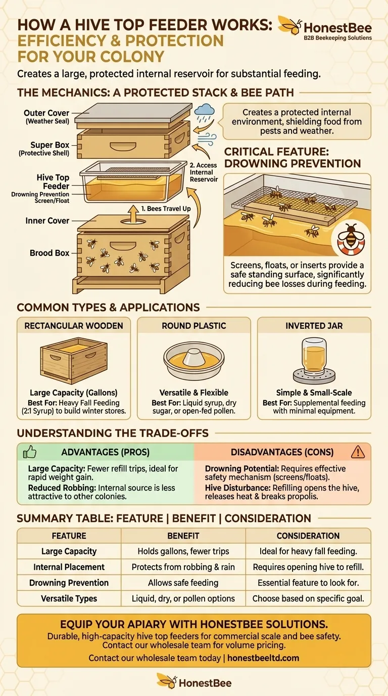 蜂箱顶部喂食器如何工作？高效、受保护喂食指南 图解指南