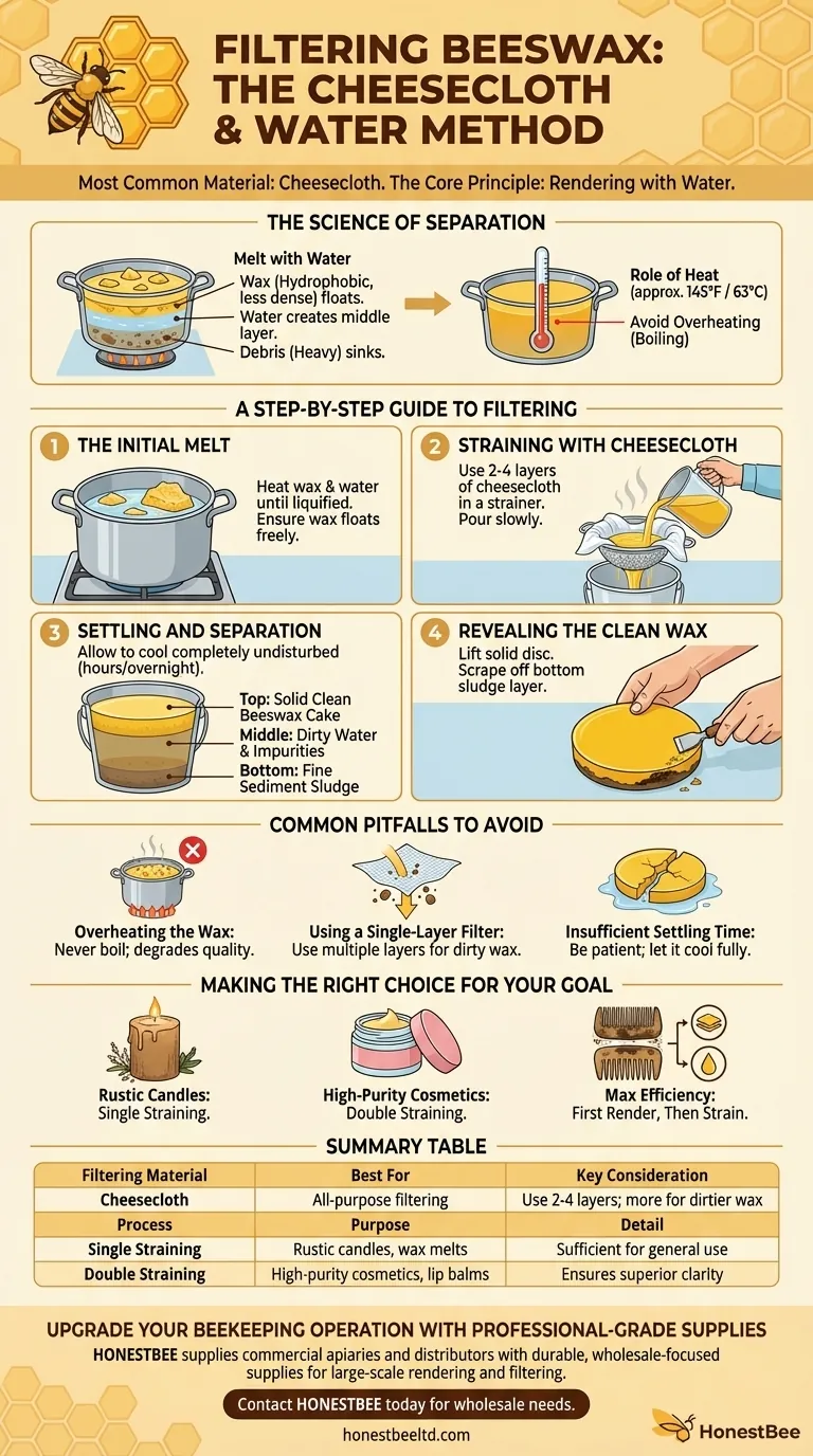 ¿Qué tela se utiliza para filtrar la cera de abejas? La estopilla (tela de queso) es la mejor opción del apicultor para la pureza. Guía Visual