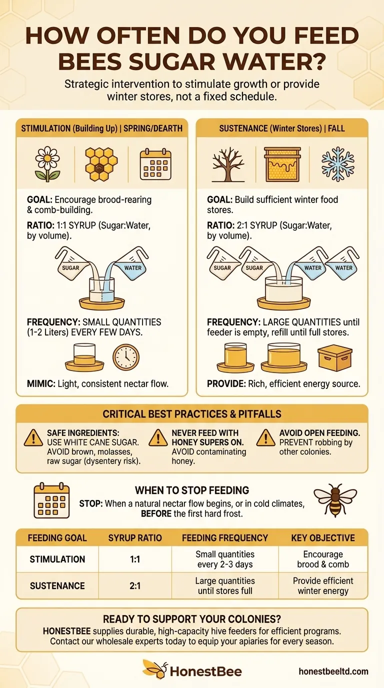 ¿Con qué frecuencia se alimenta a las abejas con agua azucarada? Una guía sobre estimulación vs. sustento Guía Visual